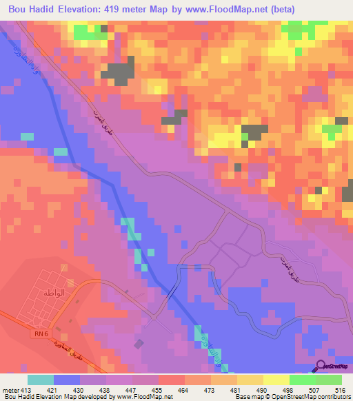 Bou Hadid,Algeria Elevation Map