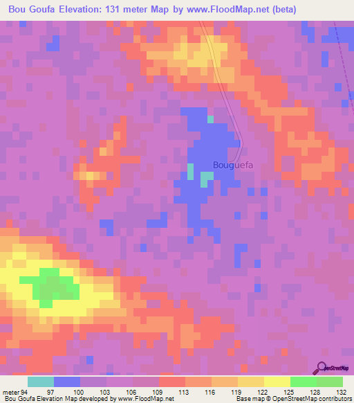 Bou Goufa,Algeria Elevation Map