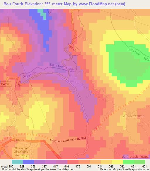 Bou Fourh,Algeria Elevation Map