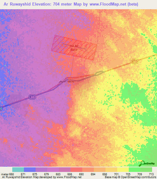 Ar Ruwayshid,Jordan Elevation Map