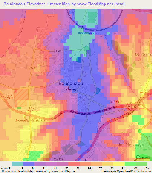 Boudouaou,Algeria Elevation Map