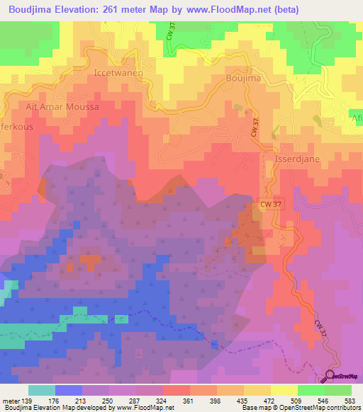 Boudjima,Algeria Elevation Map