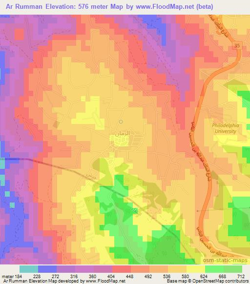 Ar Rumman,Jordan Elevation Map