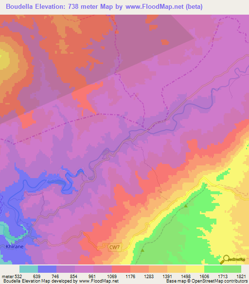 Boudella,Algeria Elevation Map