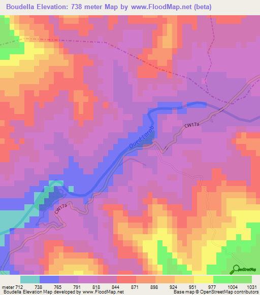Boudella,Algeria Elevation Map