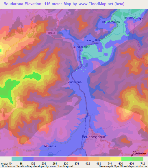 Boudaroua,Algeria Elevation Map