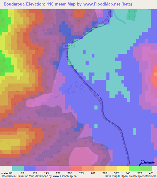Boudaroua,Algeria Elevation Map