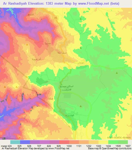 Ar Rashadiyah,Jordan Elevation Map