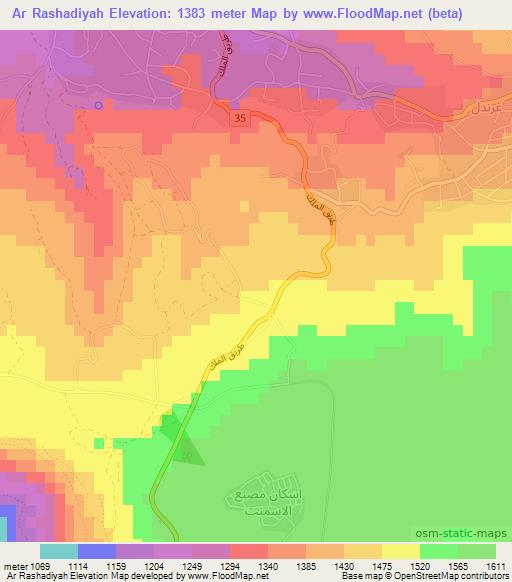Ar Rashadiyah,Jordan Elevation Map