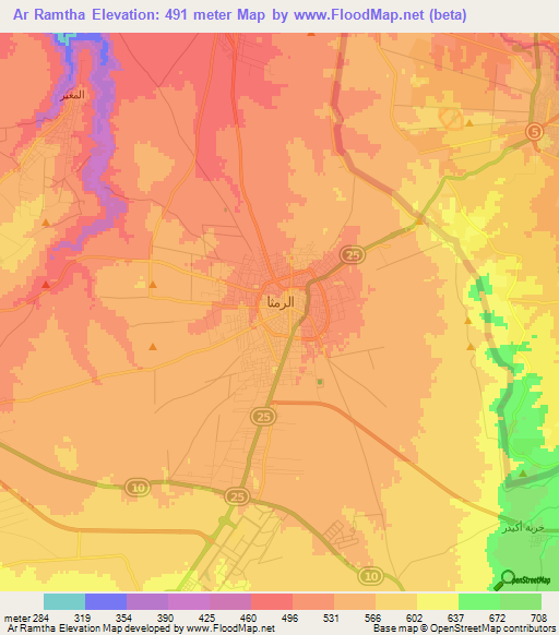 Ar Ramtha,Jordan Elevation Map
