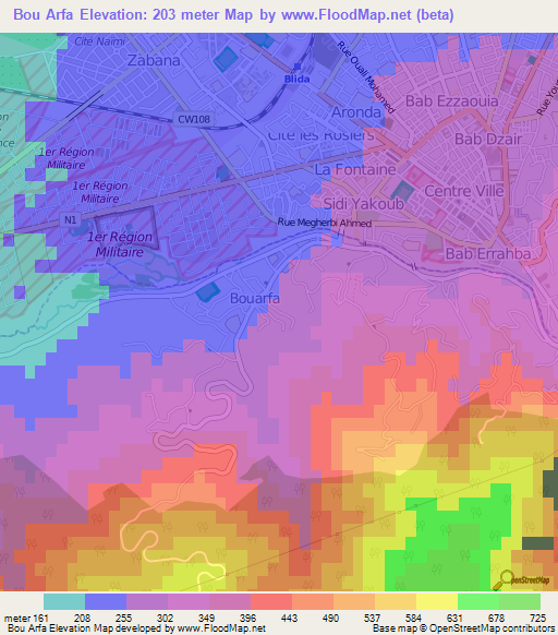 Bou Arfa,Algeria Elevation Map