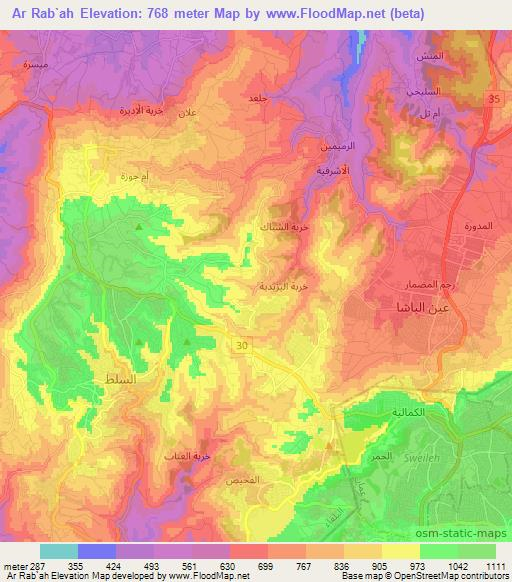 Ar Rab`ah,Jordan Elevation Map