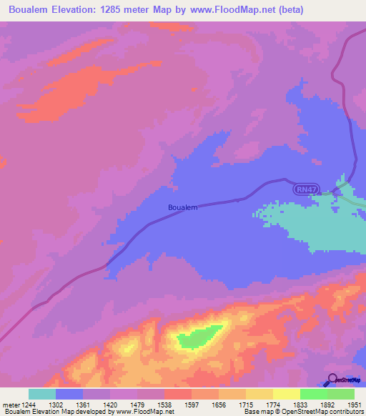 Boualem,Algeria Elevation Map