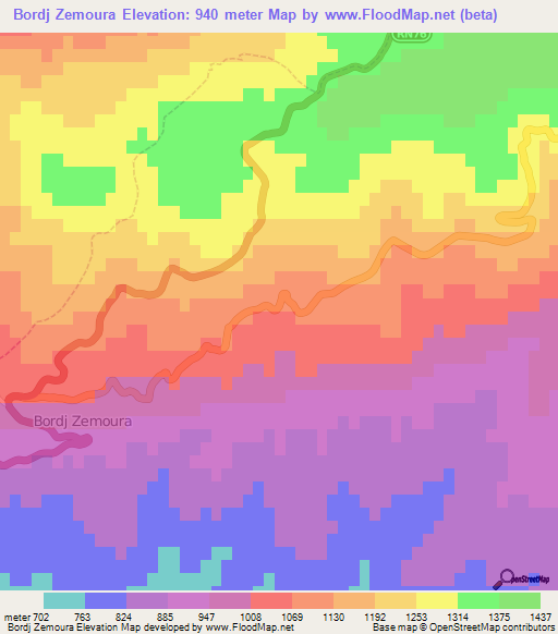 Bordj Zemoura,Algeria Elevation Map