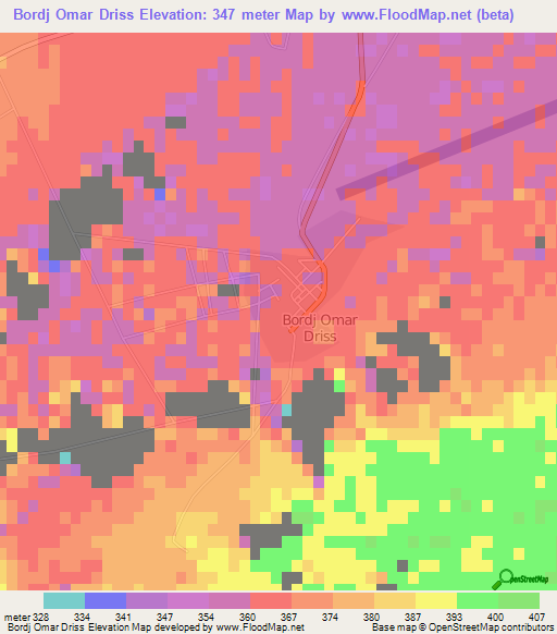 Bordj Omar Driss,Algeria Elevation Map