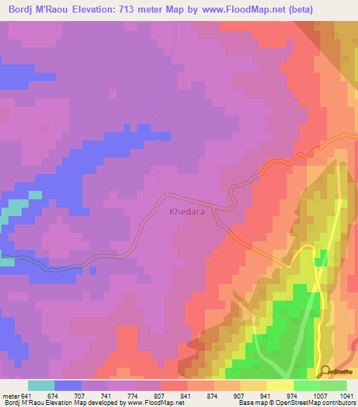 Bordj M'Raou,Algeria Elevation Map