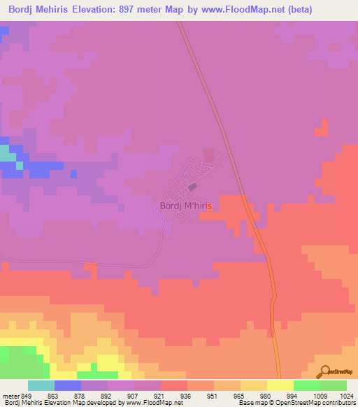 Bordj Mehiris,Algeria Elevation Map