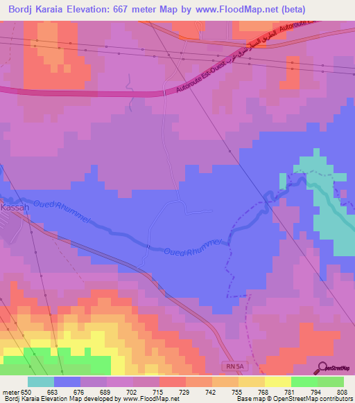 Bordj Karaia,Algeria Elevation Map