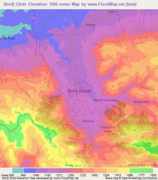 Bordj Ghdir,Algeria Elevation Map