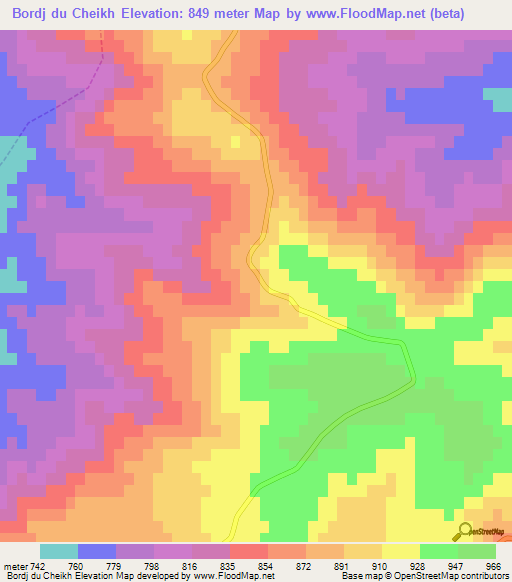 Bordj du Cheikh,Algeria Elevation Map