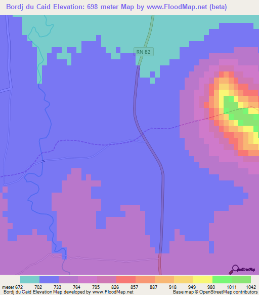 Bordj du Caid,Algeria Elevation Map
