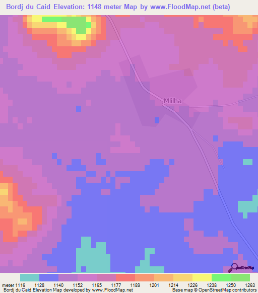 Bordj du Caid,Algeria Elevation Map