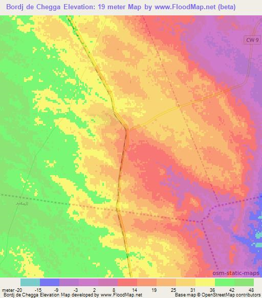 Bordj de Chegga,Algeria Elevation Map