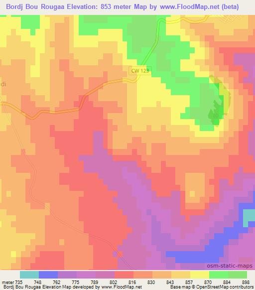 Bordj Bou Rougaa,Algeria Elevation Map
