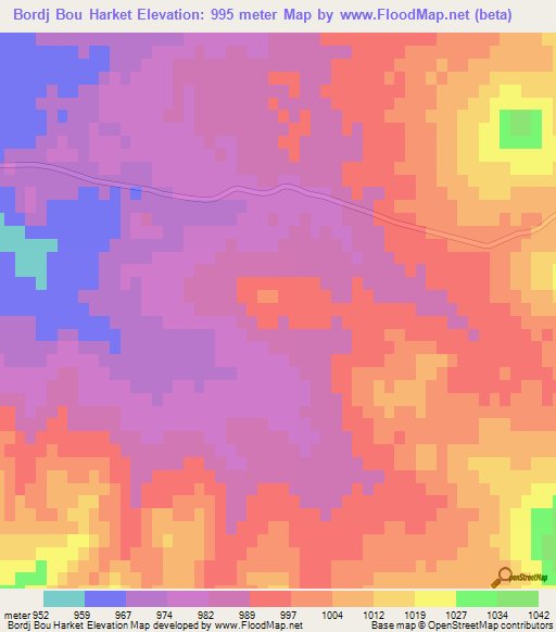 Bordj Bou Harket,Algeria Elevation Map