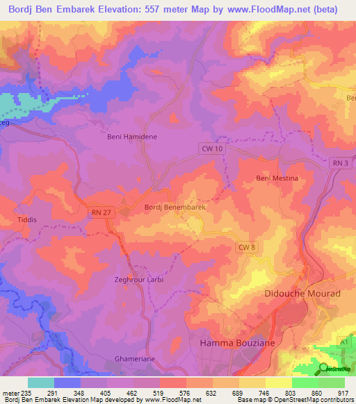 Bordj Ben Embarek,Algeria Elevation Map
