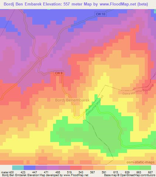 Bordj Ben Embarek,Algeria Elevation Map