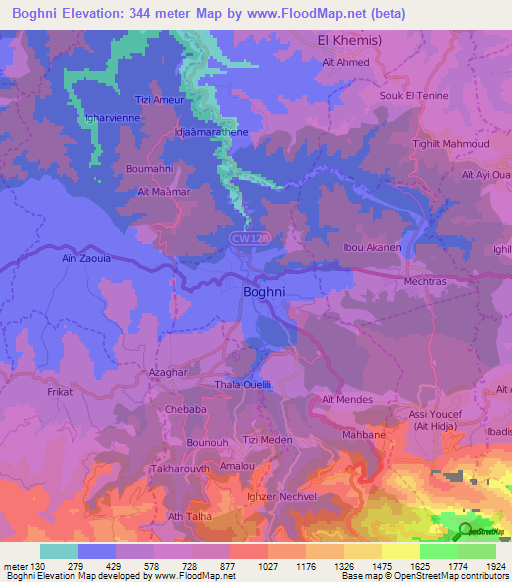 Boghni,Algeria Elevation Map