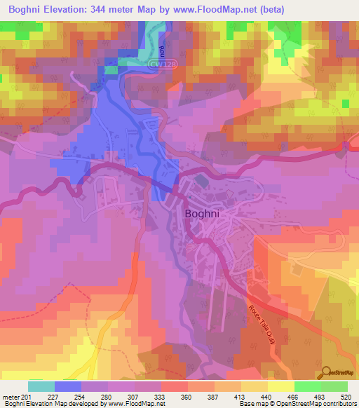 Boghni,Algeria Elevation Map