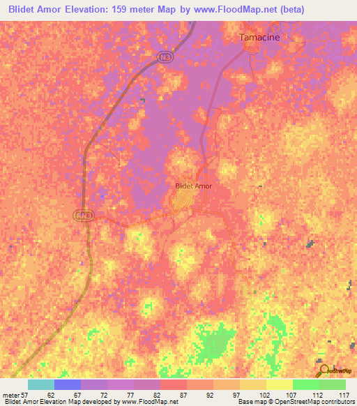 Blidet Amor,Algeria Elevation Map