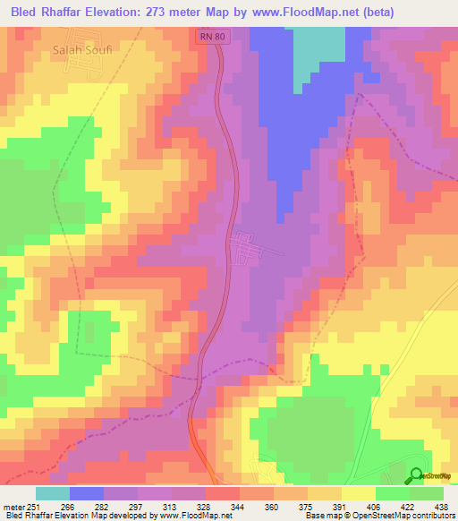 Bled Rhaffar,Algeria Elevation Map