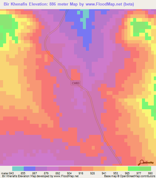 Bir Khenafis,Algeria Elevation Map