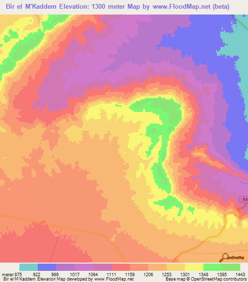 Bir el M'Kaddem,Algeria Elevation Map
