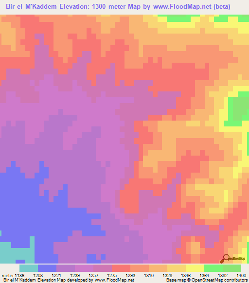 Bir el M'Kaddem,Algeria Elevation Map