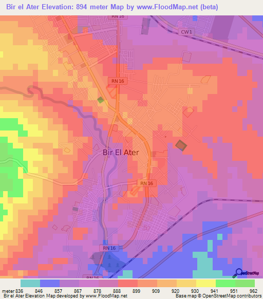Bir el Ater,Algeria Elevation Map