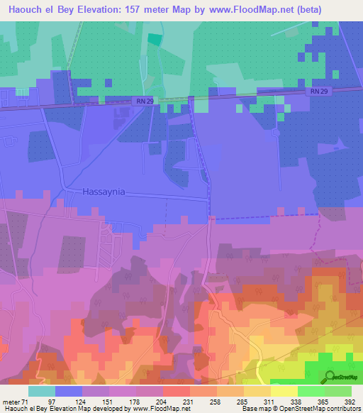 Haouch el Bey,Algeria Elevation Map
