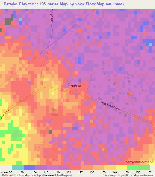 Betteka,Algeria Elevation Map