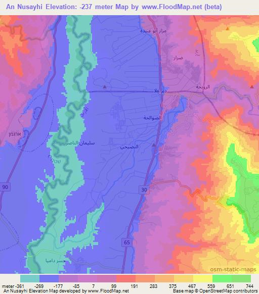 An Nusayhi,Jordan Elevation Map