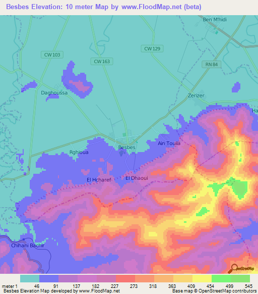 Besbes,Algeria Elevation Map