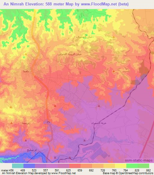 An Nimrah,Jordan Elevation Map