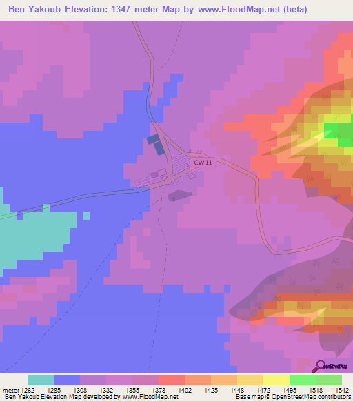 Ben Yakoub,Algeria Elevation Map