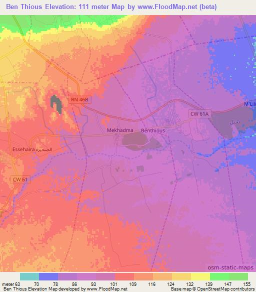 Ben Thious,Algeria Elevation Map