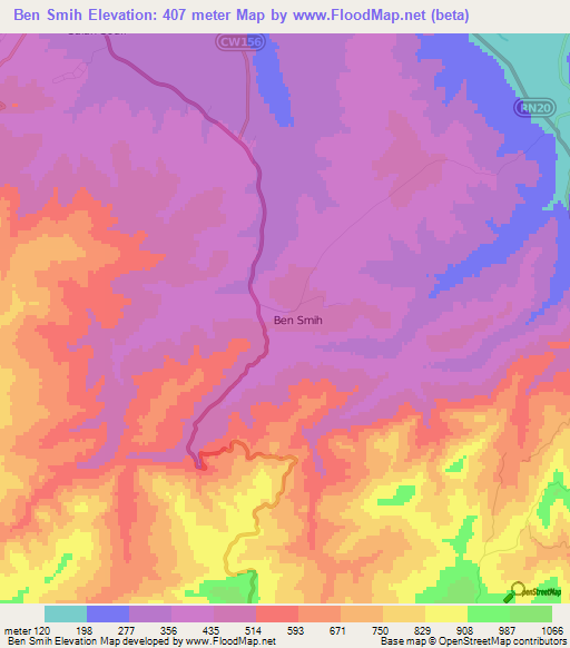 Ben Smih,Algeria Elevation Map