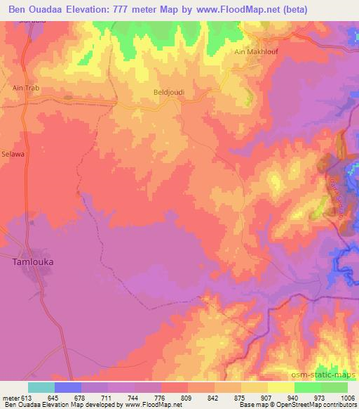 Ben Ouadaa,Algeria Elevation Map