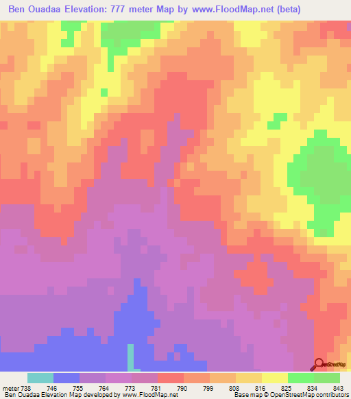 Ben Ouadaa,Algeria Elevation Map