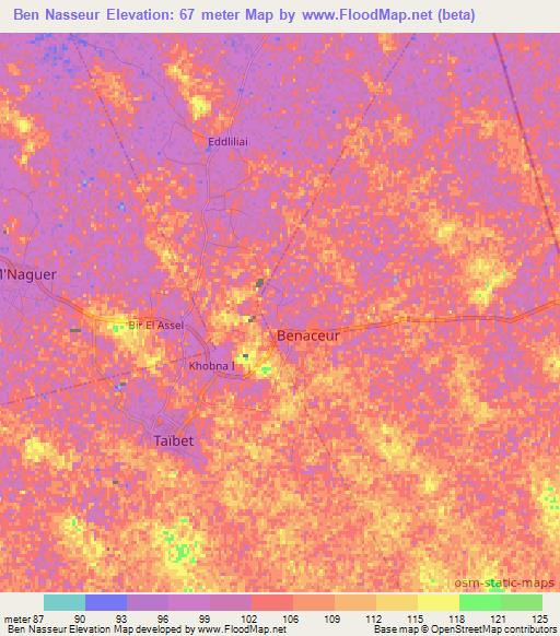 Ben Nasseur,Algeria Elevation Map